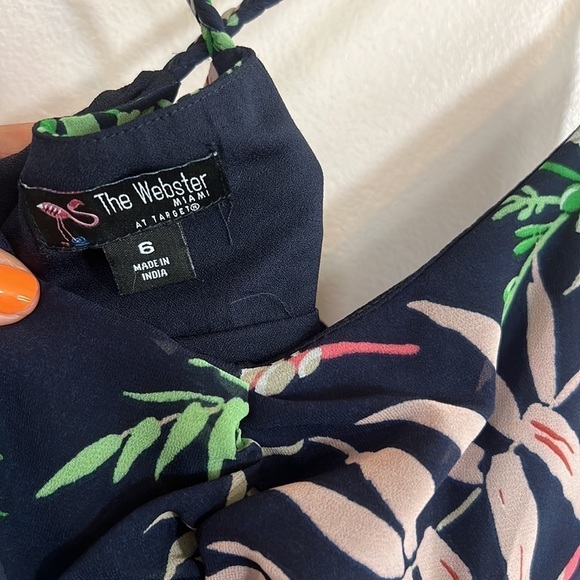 The Webster Miami Navy Pink Palm Tree Print Maxi Dress Size 6 - Picture 4 of 6